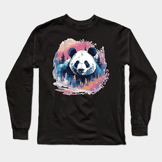 Panda bear Long Sleeve T-Shirt by GreenMary Design